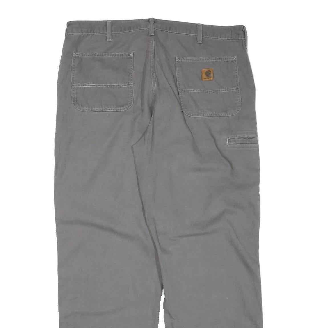 CARHARTT Mens Regular Fit Grey Trousers W40 L34 Cotton Blend Zip Closure