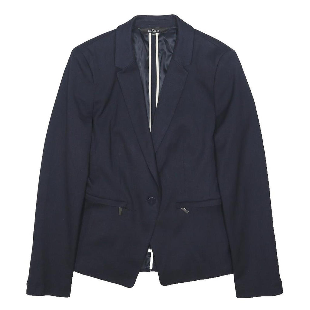 NEXT Womens Blue & Navy Tailored Blazer Jacket UK 10 Polyester Blend Woven Plain