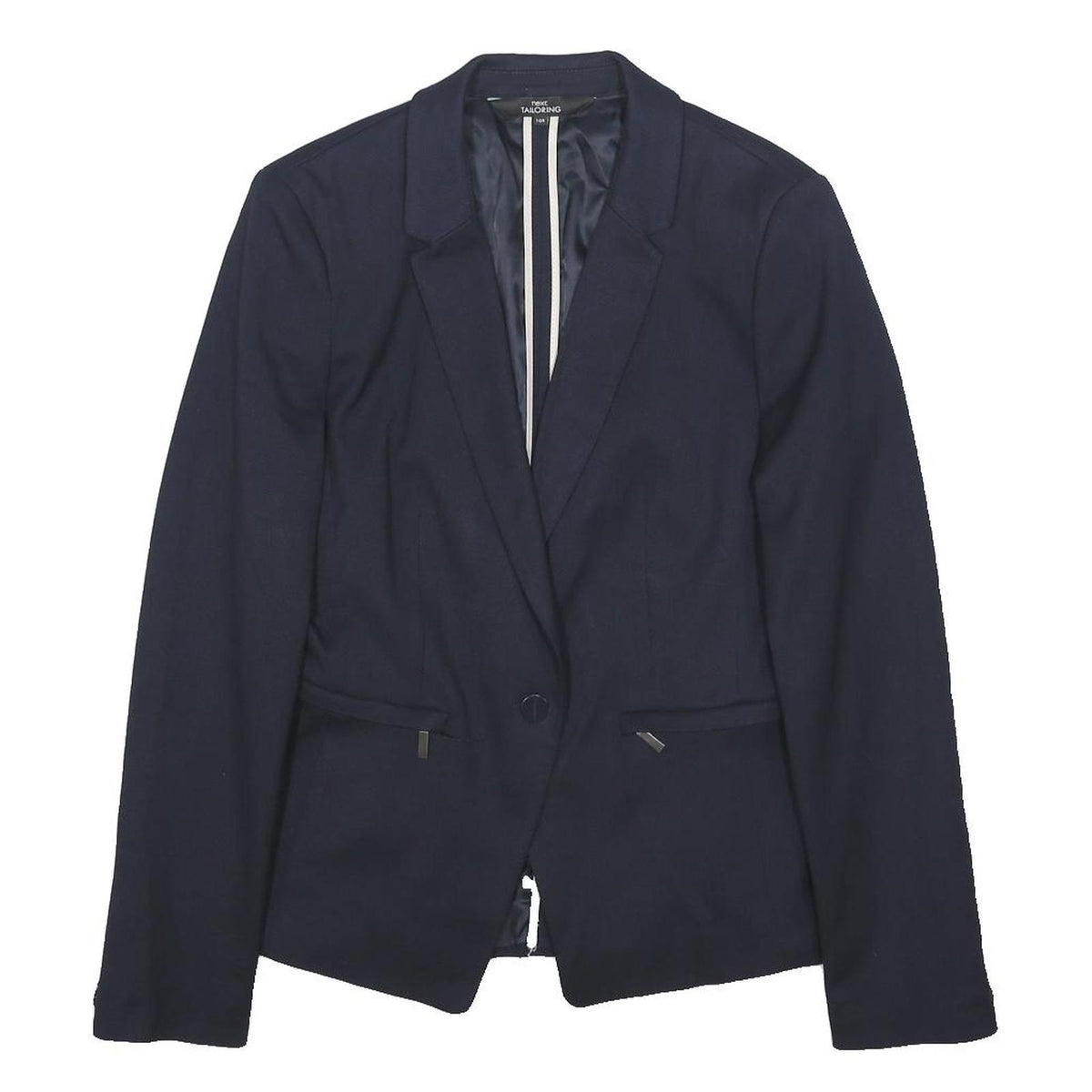 NEXT Womens Blue & Navy Tailored Blazer Jacket UK 10 Polyester Blend Woven Plain