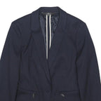 NEXT Womens Blue & Navy Tailored Blazer Jacket UK 10 Polyester Blend Woven Plain