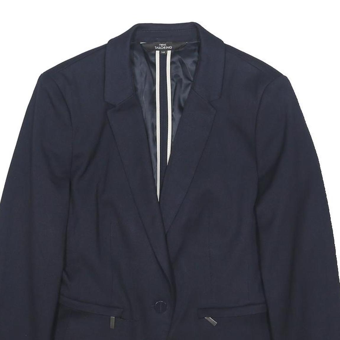 NEXT Womens Blue & Navy Tailored Blazer Jacket UK 10 Polyester Blend Woven Plain