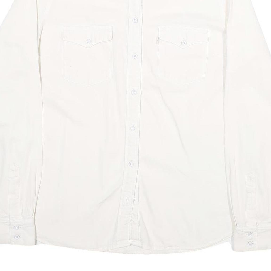 LEVI'S Womens White & Cream Cotton Blend Shirt L Casual Classic Button Up