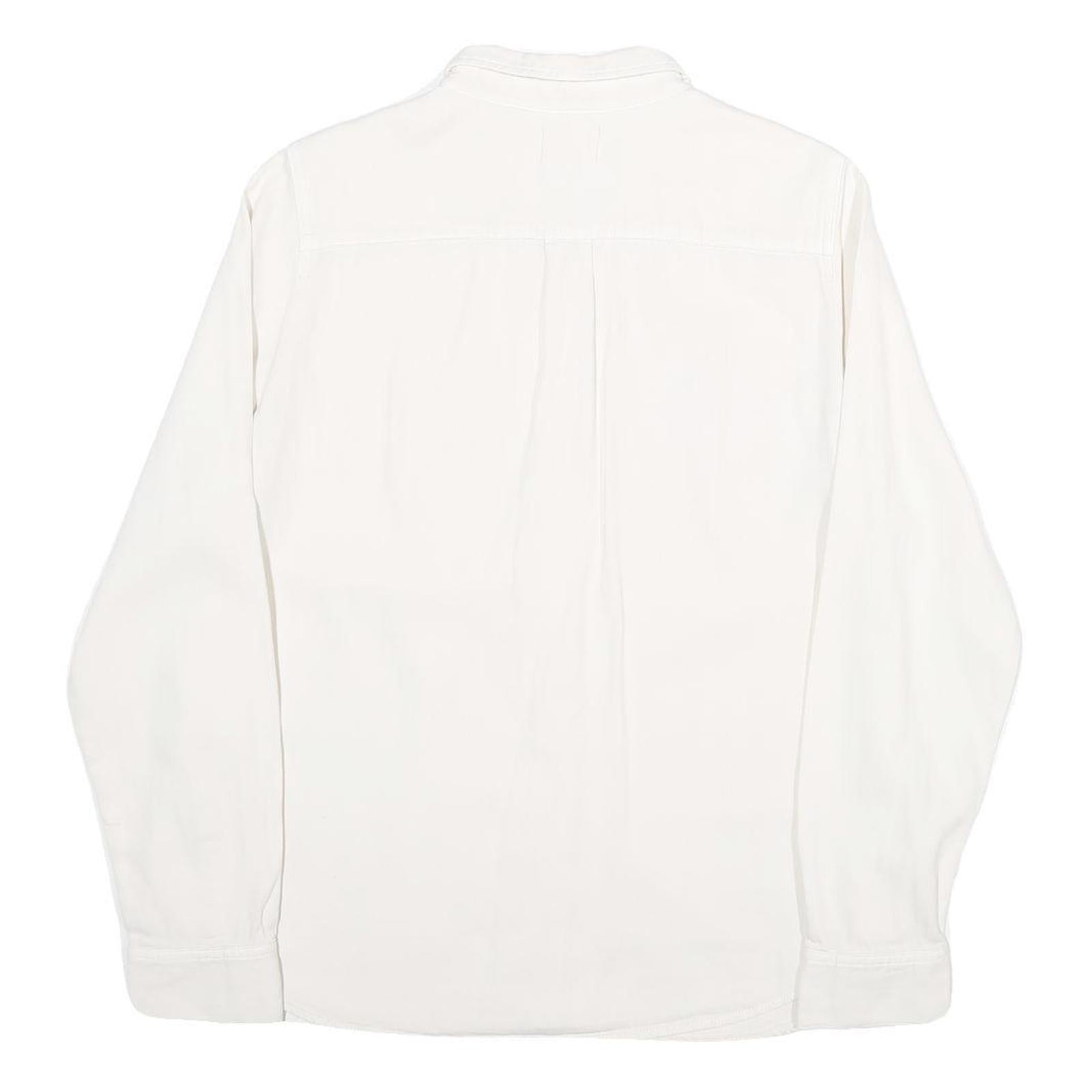 LEVI'S Womens White & Cream Cotton Blend Shirt L Casual Classic Button Up