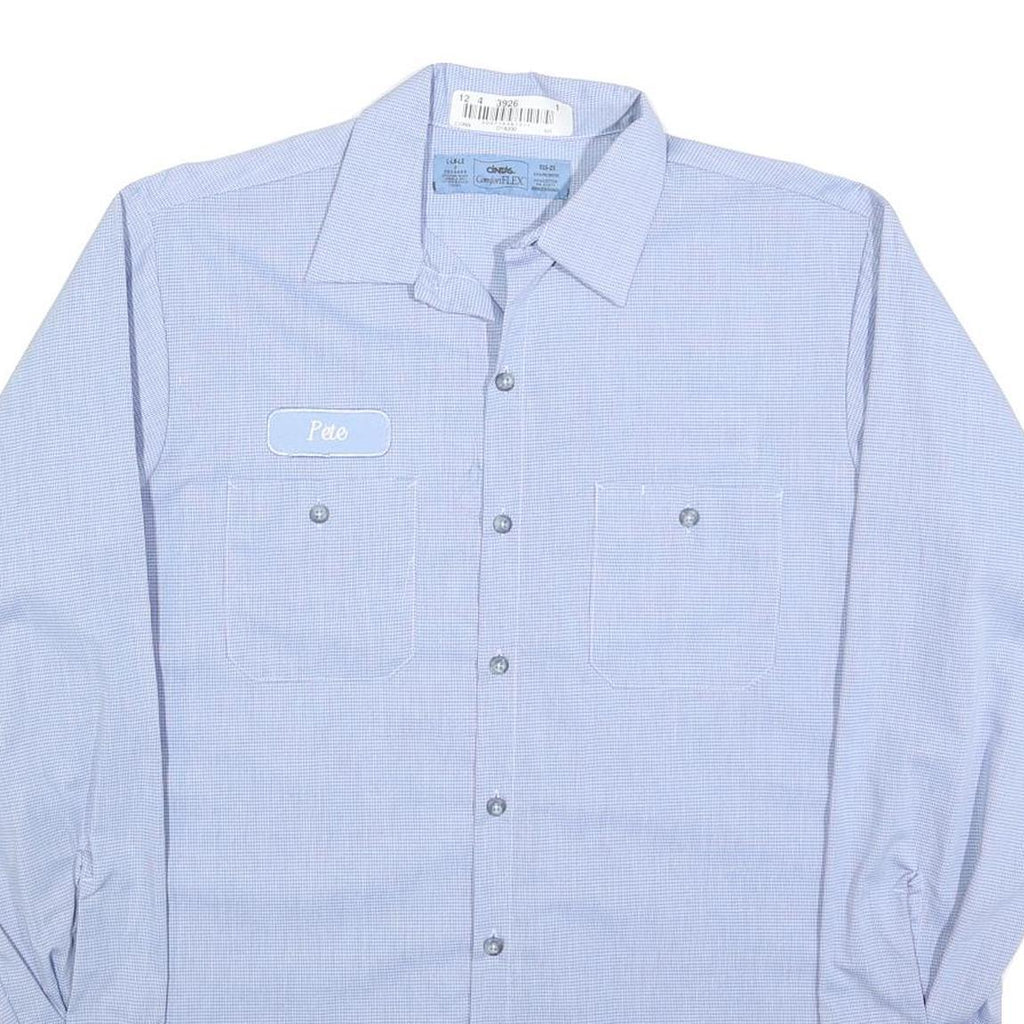 CINTAS Mens Blue L Workwear Cotton Blend Shirt Button Long Sleeve Pocketed