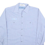 CINTAS Mens Blue L Workwear Cotton Blend Shirt Button Long Sleeve Pocketed