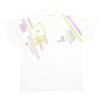 SERGIO TACCHINI Mens White Abstract Print Short Sleeve Polo Shirt L Cotton