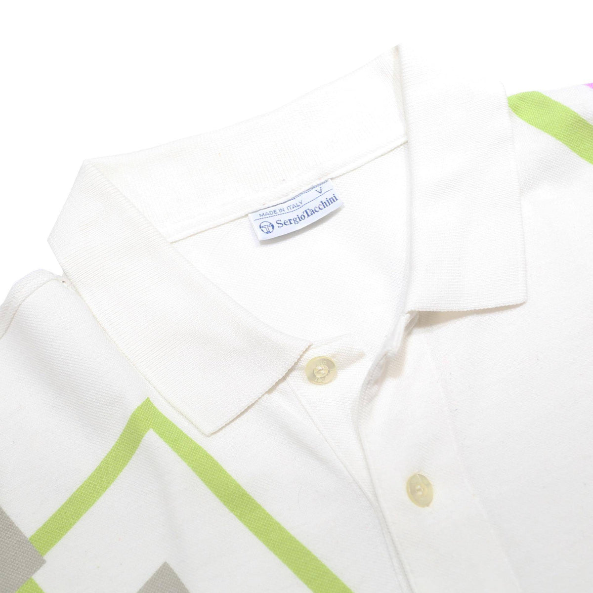 SERGIO TACCHINI Mens White Abstract Print Short Sleeve Polo Shirt L Cotton