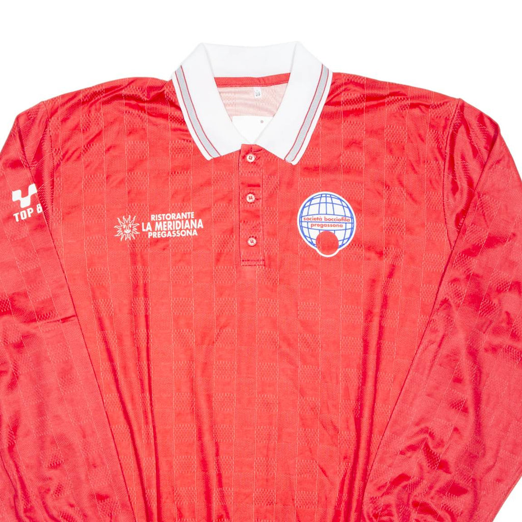 Mens Polo Shirt Red Long Sleeve 2XL