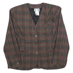 PARISCOPE Womens Brown Check Button Jacket M Polyester Blend Classic Fit Elegant