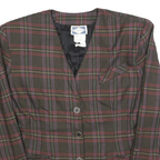 PARISCOPE Womens Brown Check Button Jacket M Polyester Blend Classic Fit Elegant