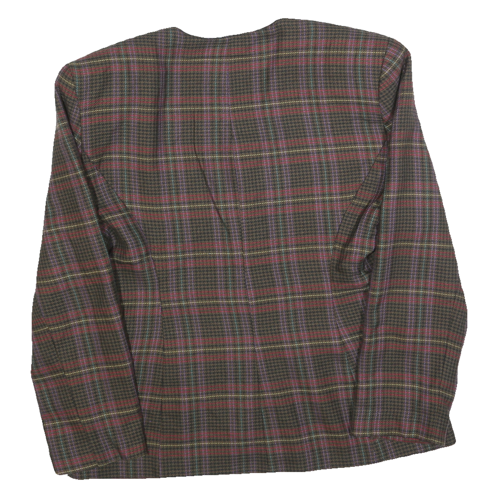PARISCOPE Womens Brown Check Button Jacket M Polyester Blend Classic Fit Elegant