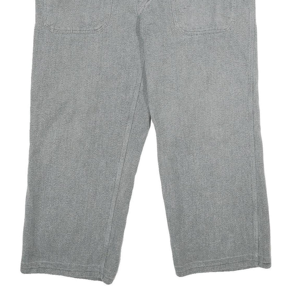 Mens Grey Cotton Regular Fit Button Closure Trousers W36 L26 Casual Workwear