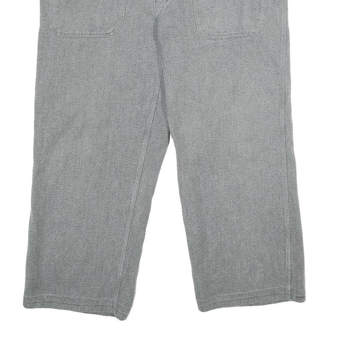 Mens Grey Cotton Regular Fit Button Closure Trousers W36 L26 Casual Workwear