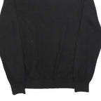 TOMMY HILFIGER Mens Black Plain V-Neck Basic Knit Jumper L Cotton Blend Pullover