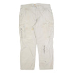 CARHARTT Mens Relaxed Fit Beige Cargo Denim Jeans W40 L32 Workwear Utility