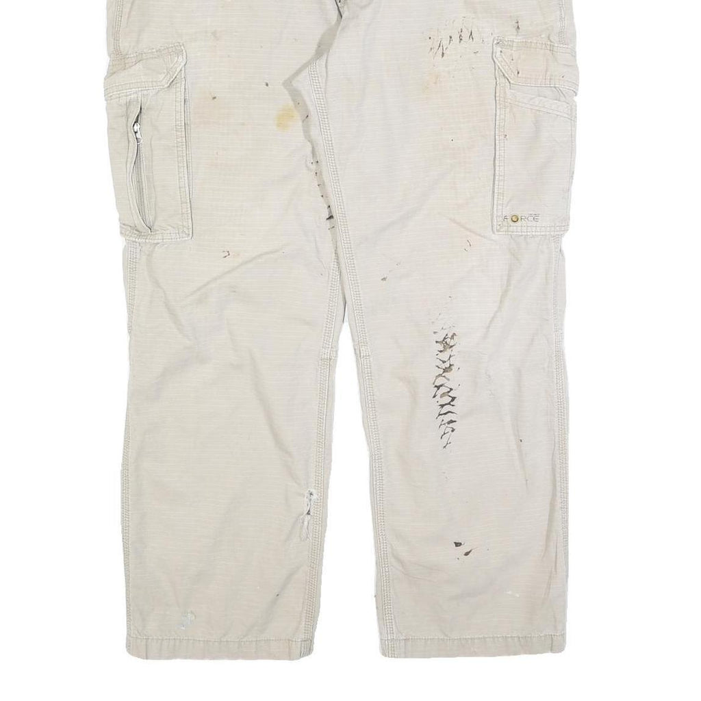 CARHARTT Mens Relaxed Fit Beige Cargo Denim Jeans W40 L32 Workwear Utility