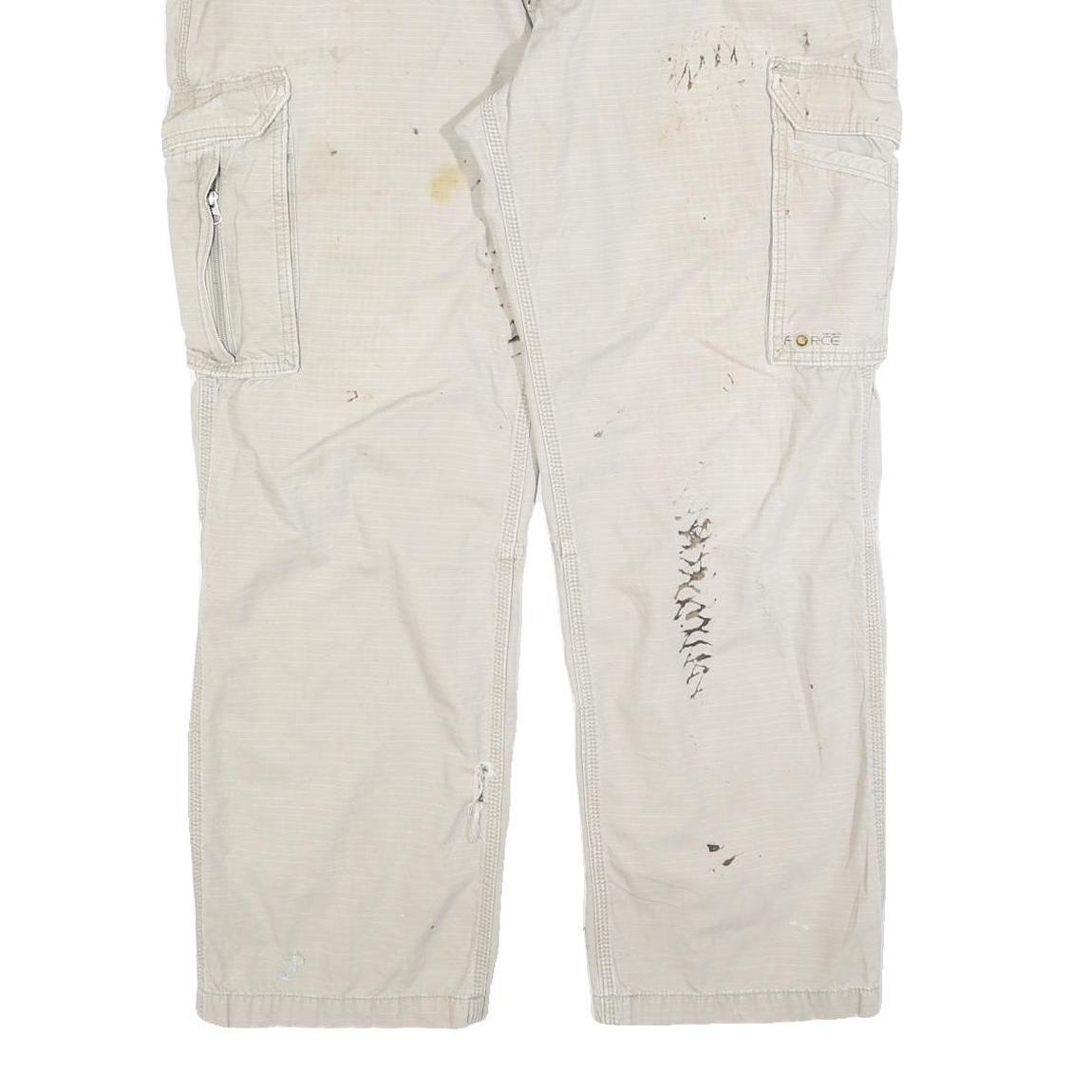 CARHARTT Mens Relaxed Fit Beige Cargo Denim Jeans W40 L32 Workwear Utility