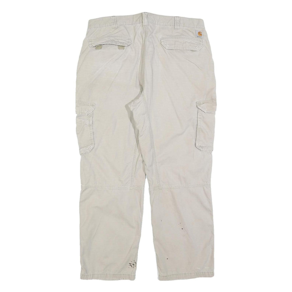 CARHARTT Mens Relaxed Fit Beige Cargo Denim Jeans W40 L32 Workwear Utility