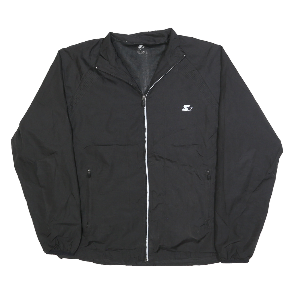 STARTER Mens Black Zip Jacket M Polyester Blend Plain Lightweight Casual