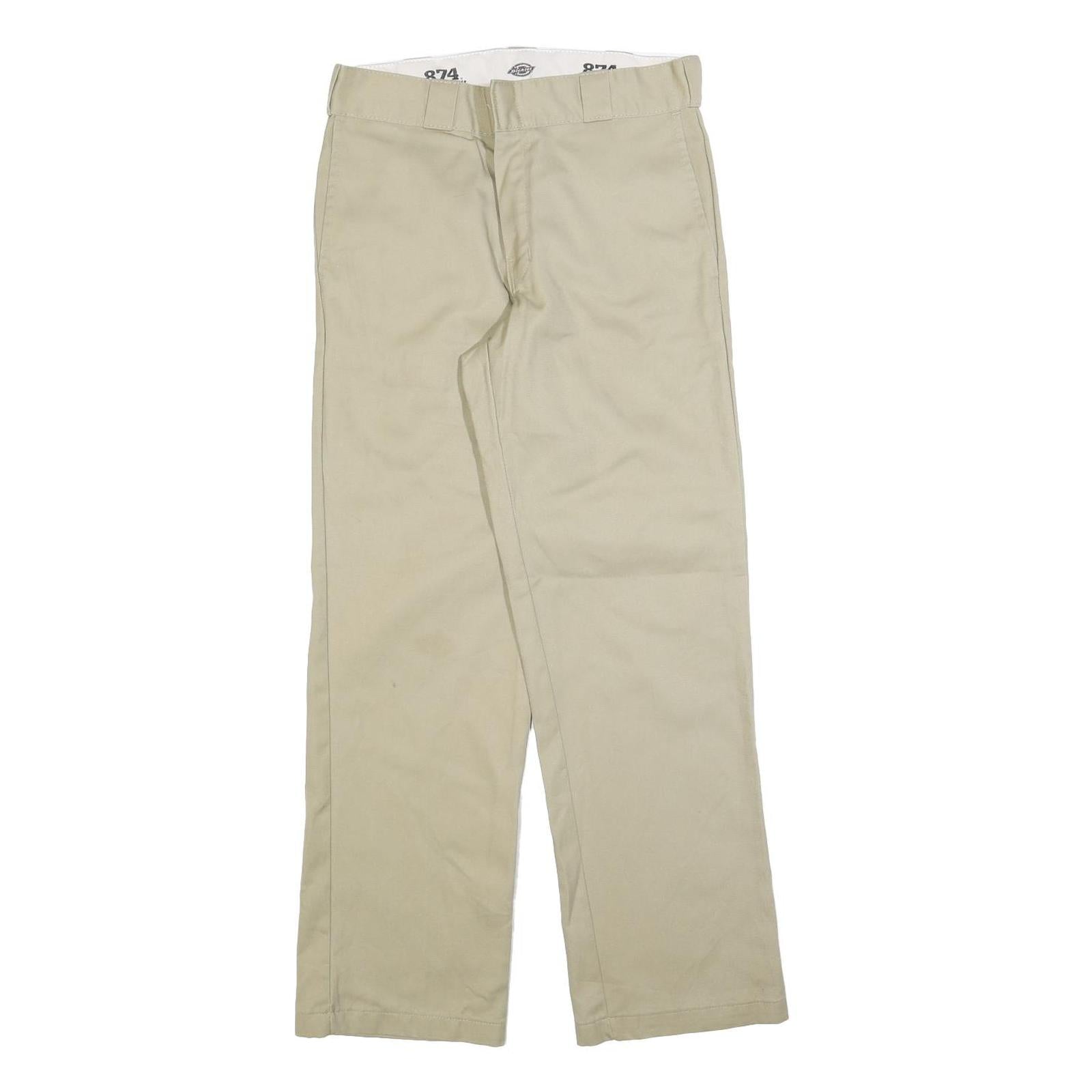 DICKIES Mens Cotton Blend Beige Regular Straight Trousers W30 L30 Workwear