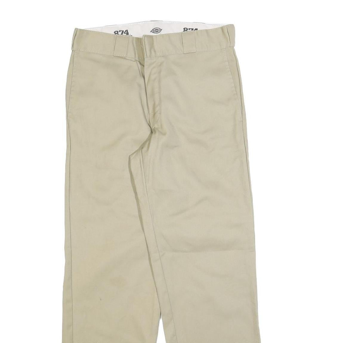 DICKIES Mens Cotton Blend Beige Regular Straight Trousers W30 L30 Workwear