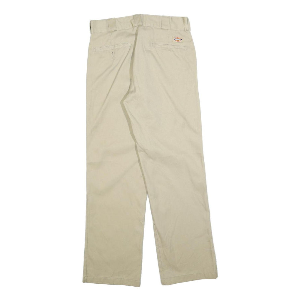 DICKIES Mens Cotton Blend Beige Regular Straight Trousers W30 L30 Workwear