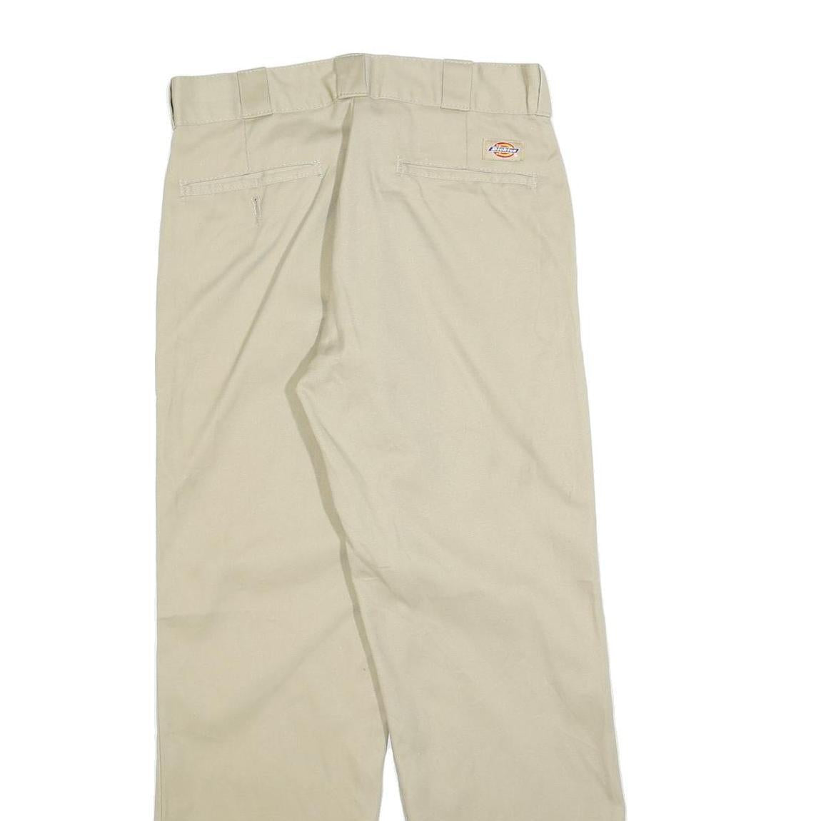 DICKIES Mens Cotton Blend Beige Regular Straight Trousers W30 L30 Workwear