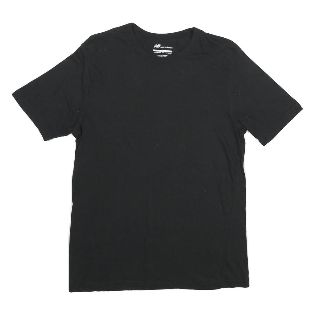 NEW BALANCE Mens Black Cotton Blend T-Shirt L Short Sleeve Crew Neck Plain
