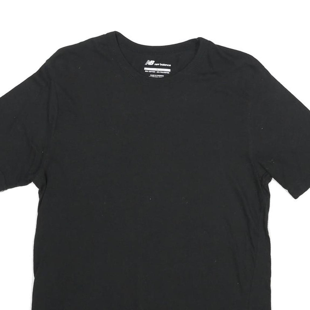 NEW BALANCE Mens Black Cotton Blend T-Shirt L Short Sleeve Crew Neck Plain