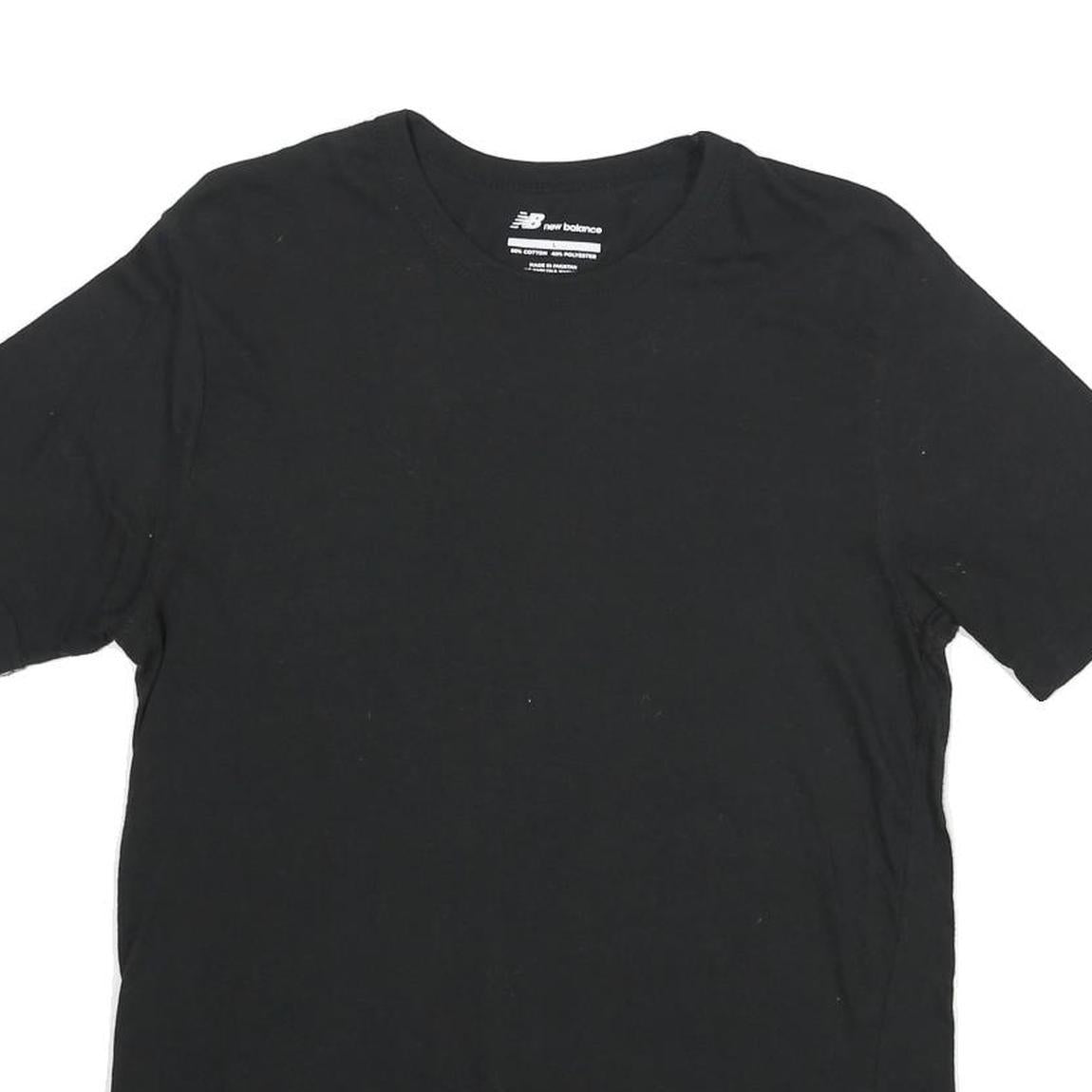 NEW BALANCE Mens Black Cotton Blend T-Shirt L Short Sleeve Crew Neck Plain
