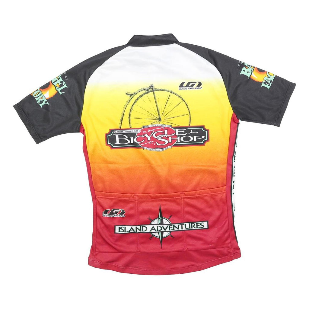 Mens Black Yellow & Red Bicycle Shop Cycling Jersey S Short Sleeve Zip Neck