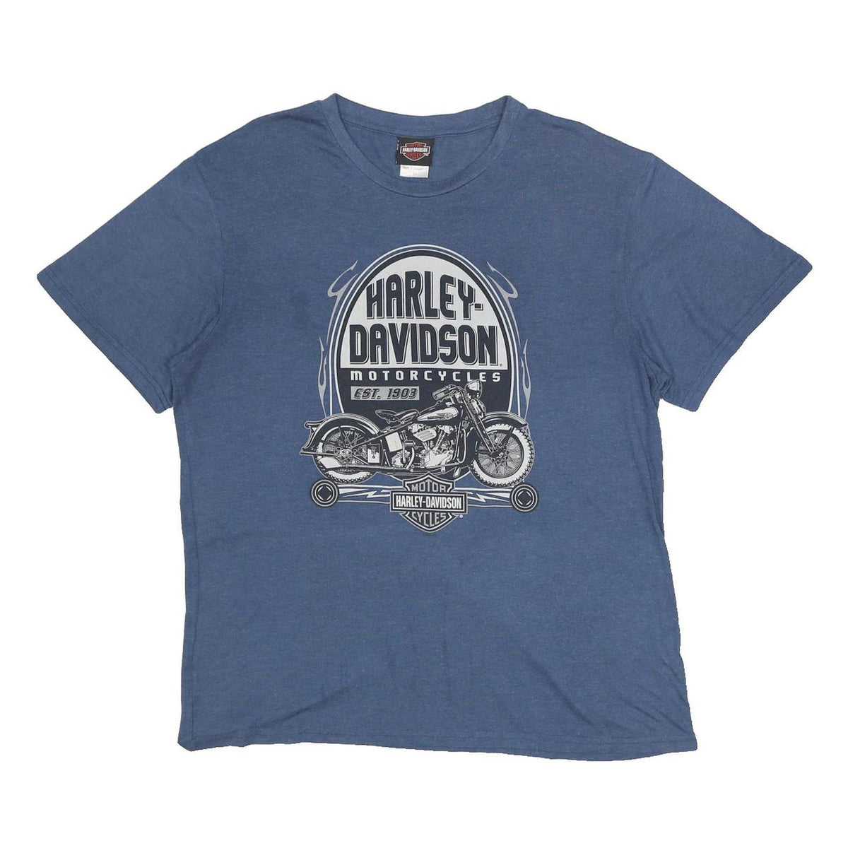 HARLEY DAVIDSON Mens Blue Graphic T-Shirt XL Short Sleeve Crew Neck Orlando