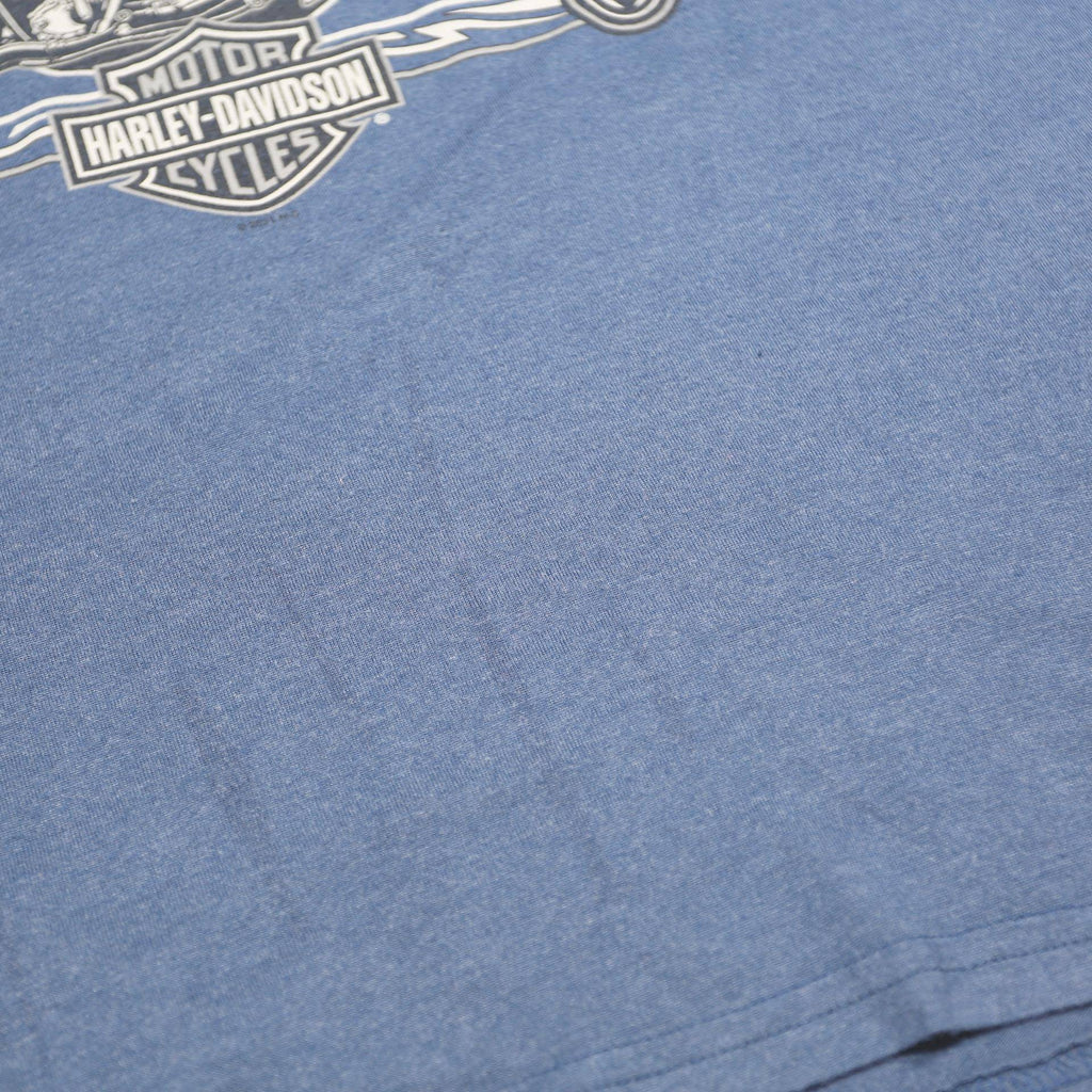 HARLEY DAVIDSON Mens Blue Graphic T-Shirt XL Short Sleeve Crew Neck Orlando