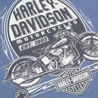 HARLEY DAVIDSON Mens Blue Graphic T-Shirt XL Short Sleeve Crew Neck Orlando