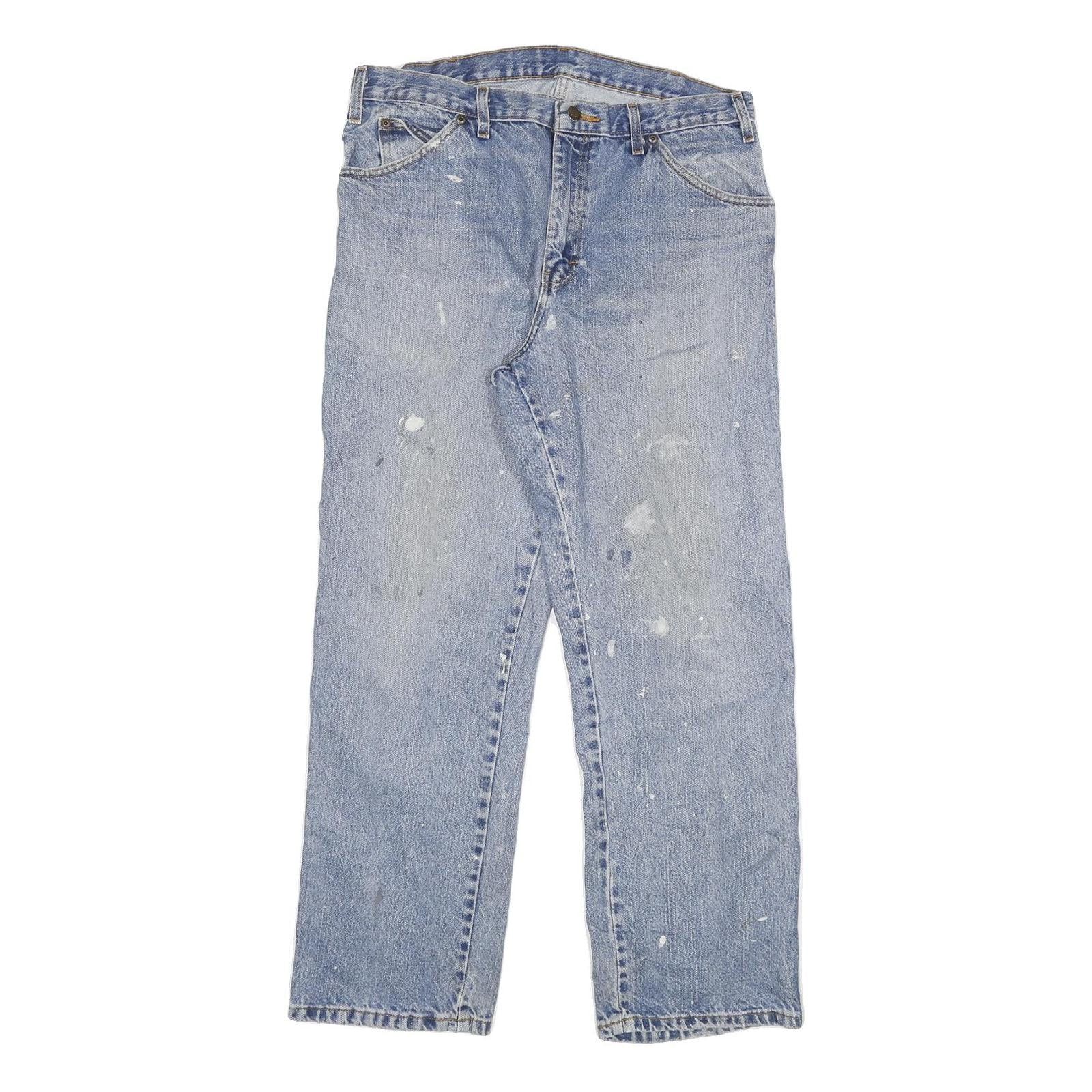 DICKIES Mens Regular Fit Blue Denim Jeans W34 L30 Casual Workwear Zip Closure