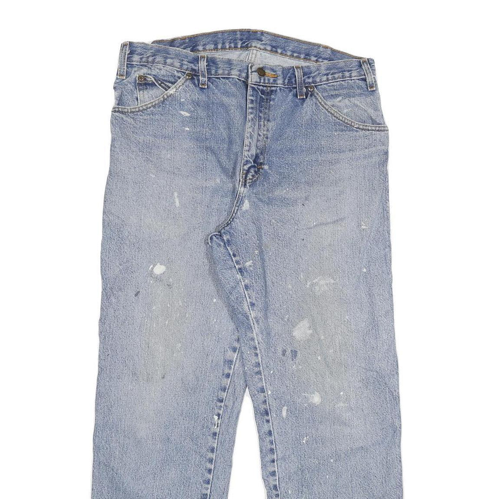DICKIES Mens Regular Fit Blue Denim Jeans W34 L30 Casual Workwear Zip Closure
