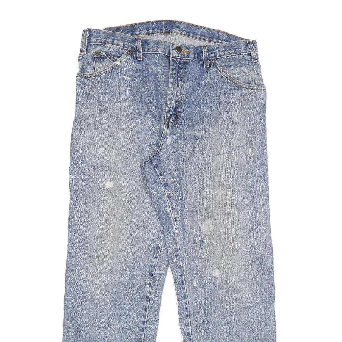 DICKIES Mens Regular Fit Blue Denim Jeans W34 L30 Casual Workwear Zip Closure