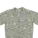PALM WAVE Mens Green & Cream Hawaiian Shirt M Cotton Blend Tropical Print