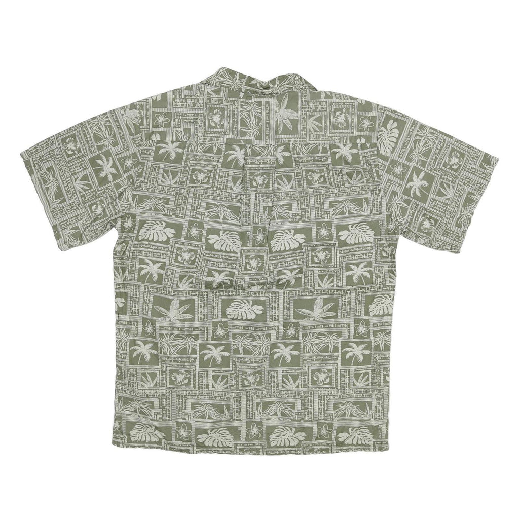 PALM WAVE Mens Green & Cream Hawaiian Shirt M Cotton Blend Tropical Print