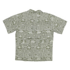 PALM WAVE Mens Green & Cream Hawaiian Shirt M Cotton Blend Tropical Print