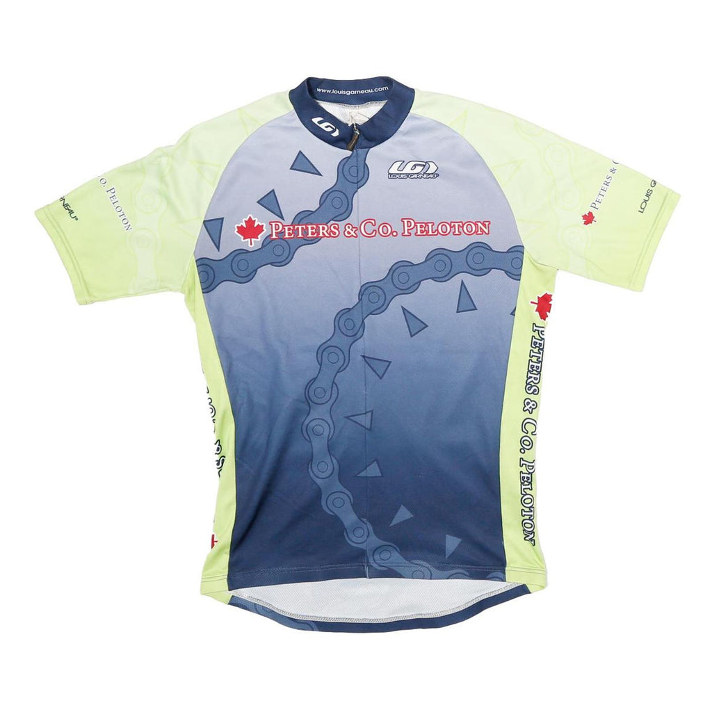 LOUIS GARNEAU Mens Blue & Lime Modern T-Shirt M Short Sleeve Crew Neck Sports