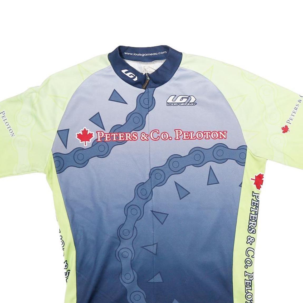 LOUIS GARNEAU Mens Blue & Lime Modern T-Shirt M Short Sleeve Crew Neck Sports