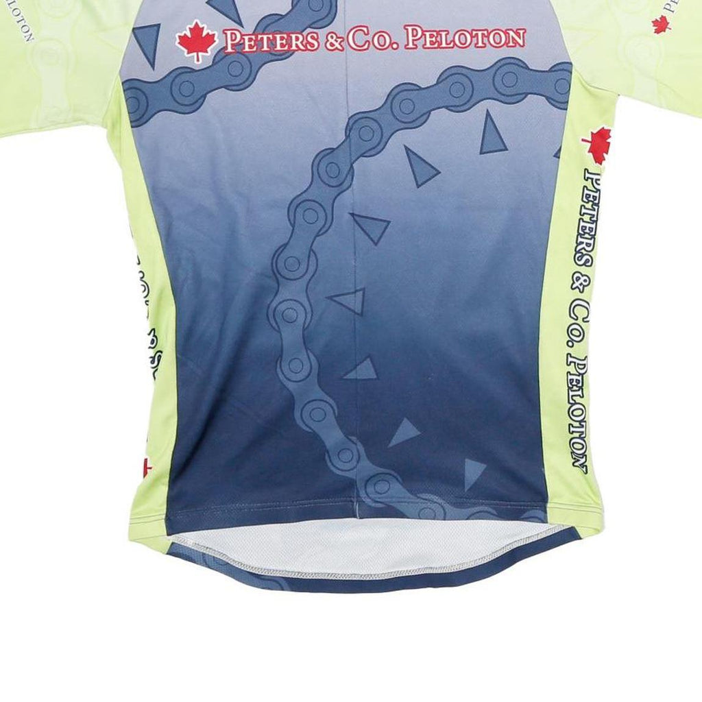 LOUIS GARNEAU Mens Blue & Lime Modern T-Shirt M Short Sleeve Crew Neck Sports