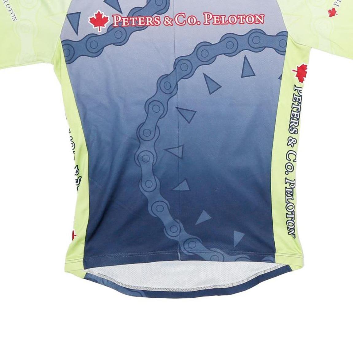 LOUIS GARNEAU Mens Blue & Lime Modern T-Shirt M Short Sleeve Crew Neck Sports