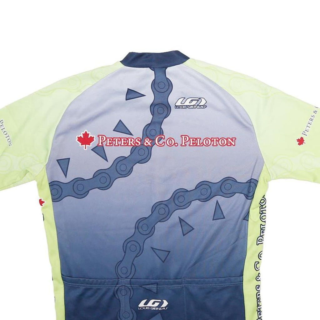 LOUIS GARNEAU Mens Blue & Lime Modern T-Shirt M Short Sleeve Crew Neck Sports