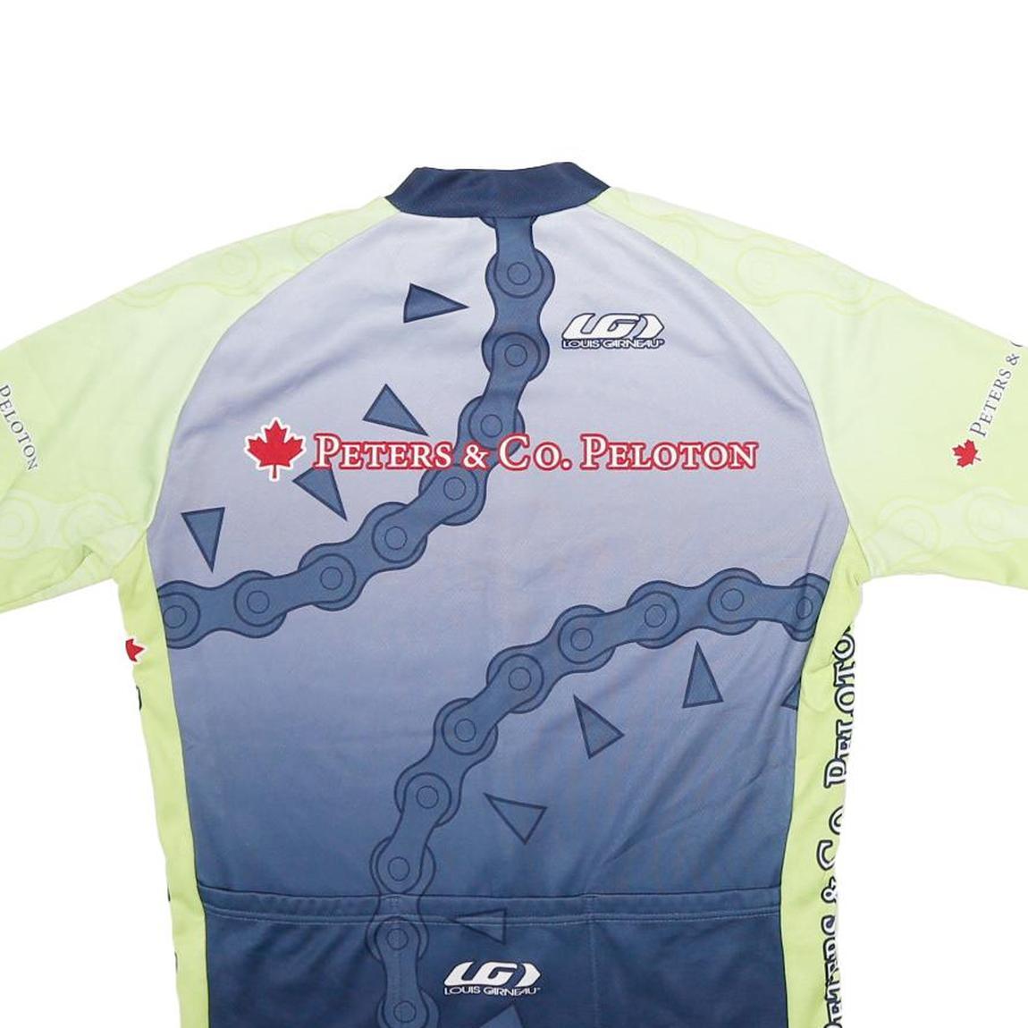 LOUIS GARNEAU Mens Blue & Lime Modern T-Shirt M Short Sleeve Crew Neck Sports