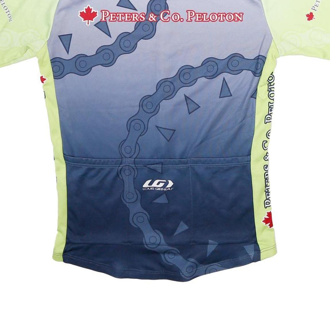 LOUIS GARNEAU Mens Blue & Lime Modern T-Shirt M Short Sleeve Crew Neck Sports