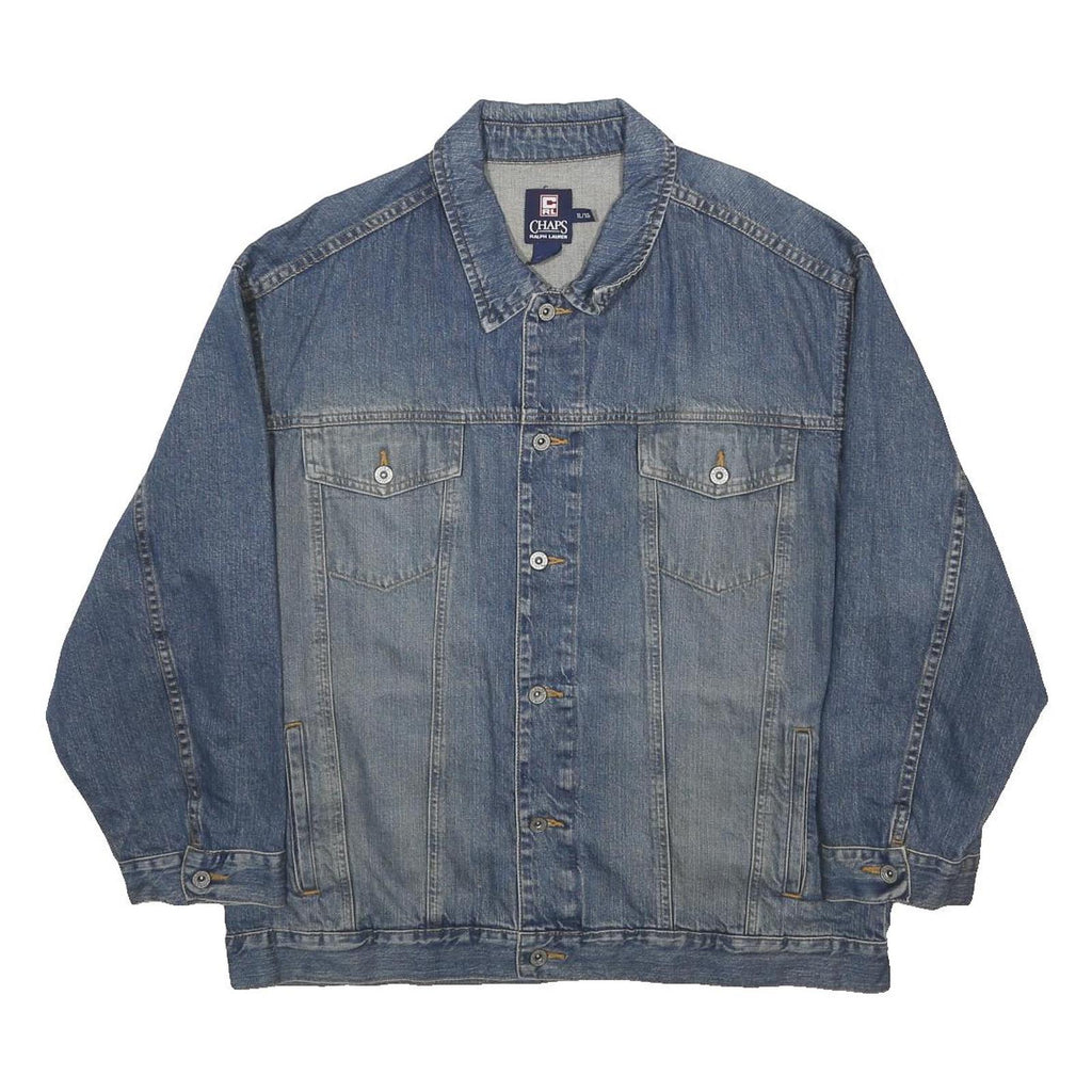 CHAPS RALPH LAUREN Mens Blue Denim Jacket XL Cotton Button Plain Denim Casual