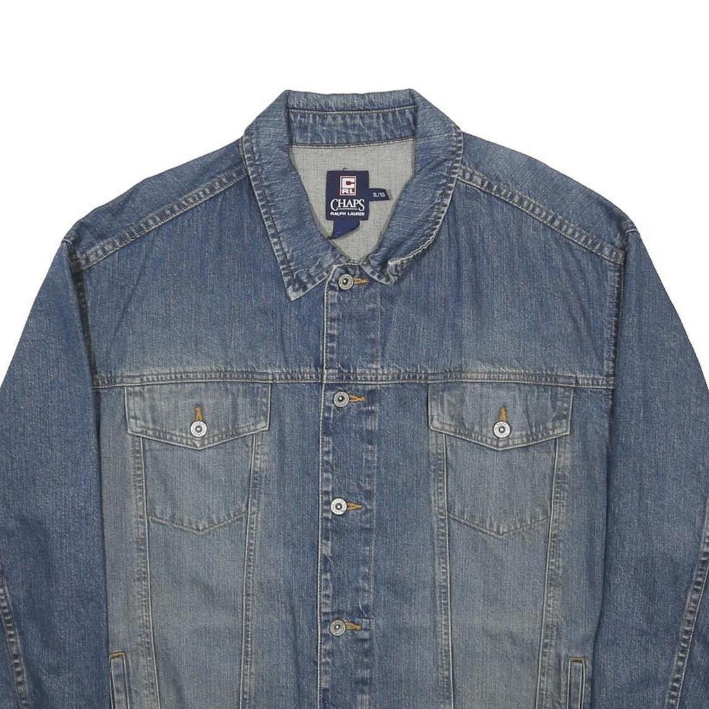 CHAPS RALPH LAUREN Mens Blue Denim Jacket XL Cotton Button Plain Denim Casual