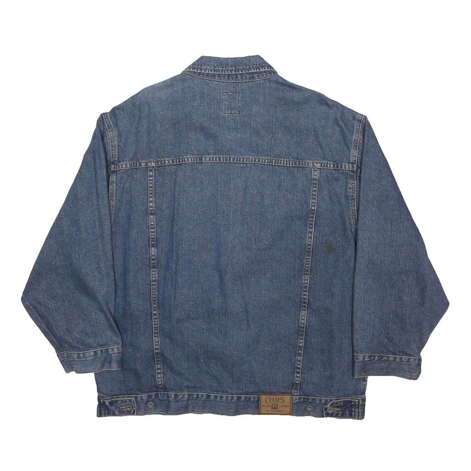 CHAPS RALPH LAUREN Mens Blue Denim Jacket XL Cotton Button Plain Denim Casual